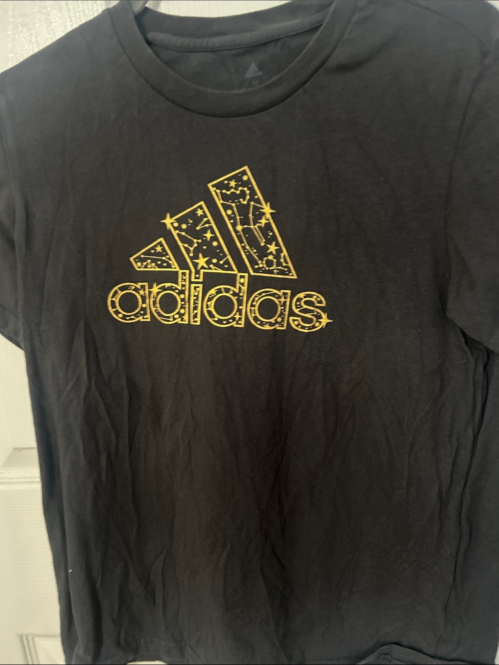 adidas Black Tee with Gold Star Logo